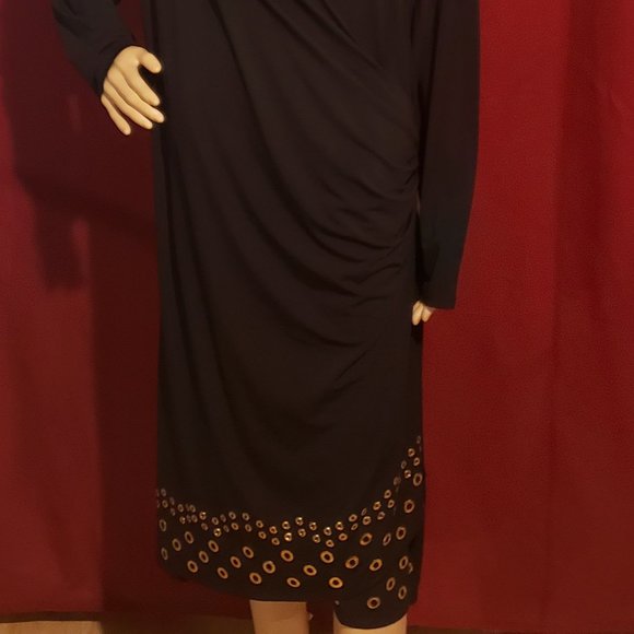 Black/Gold Circle Layered Wrap Dress - Picture 2 of 2